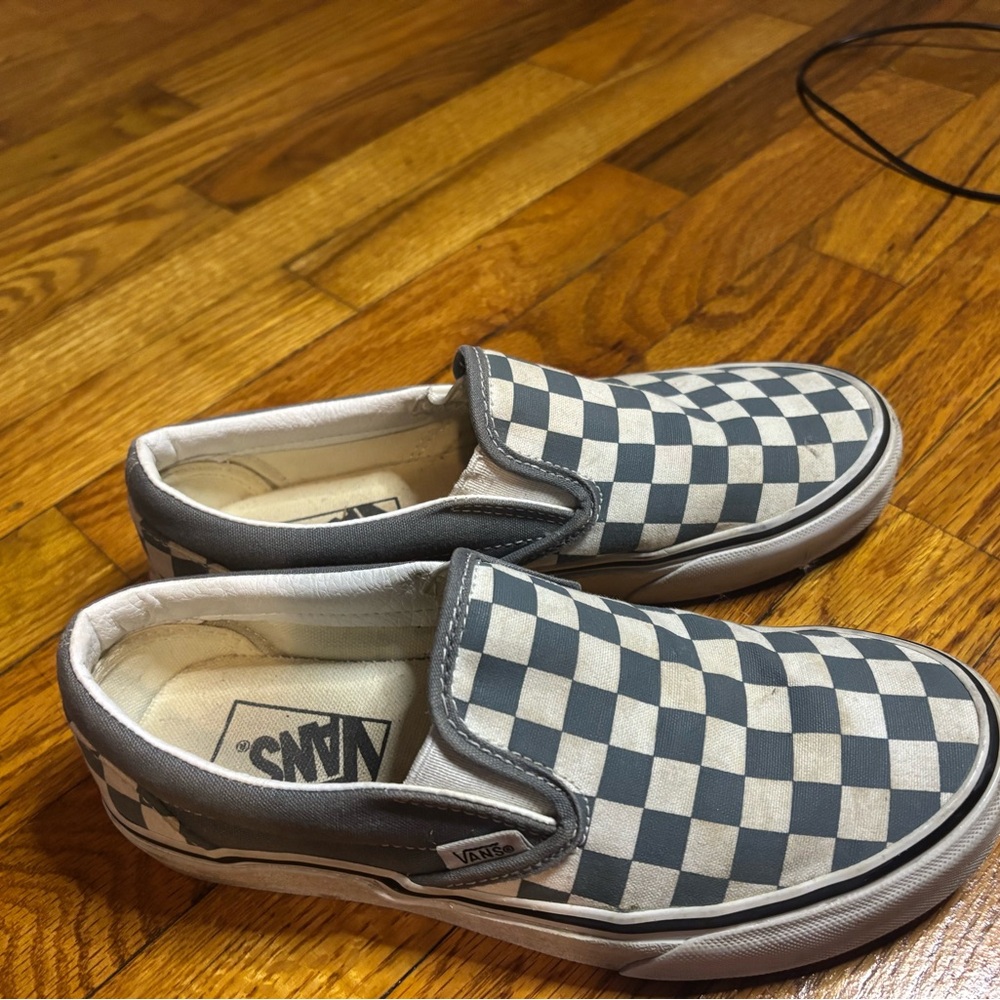 Vans Blue/Grey and White Sneakers Classic Slip-On Style
